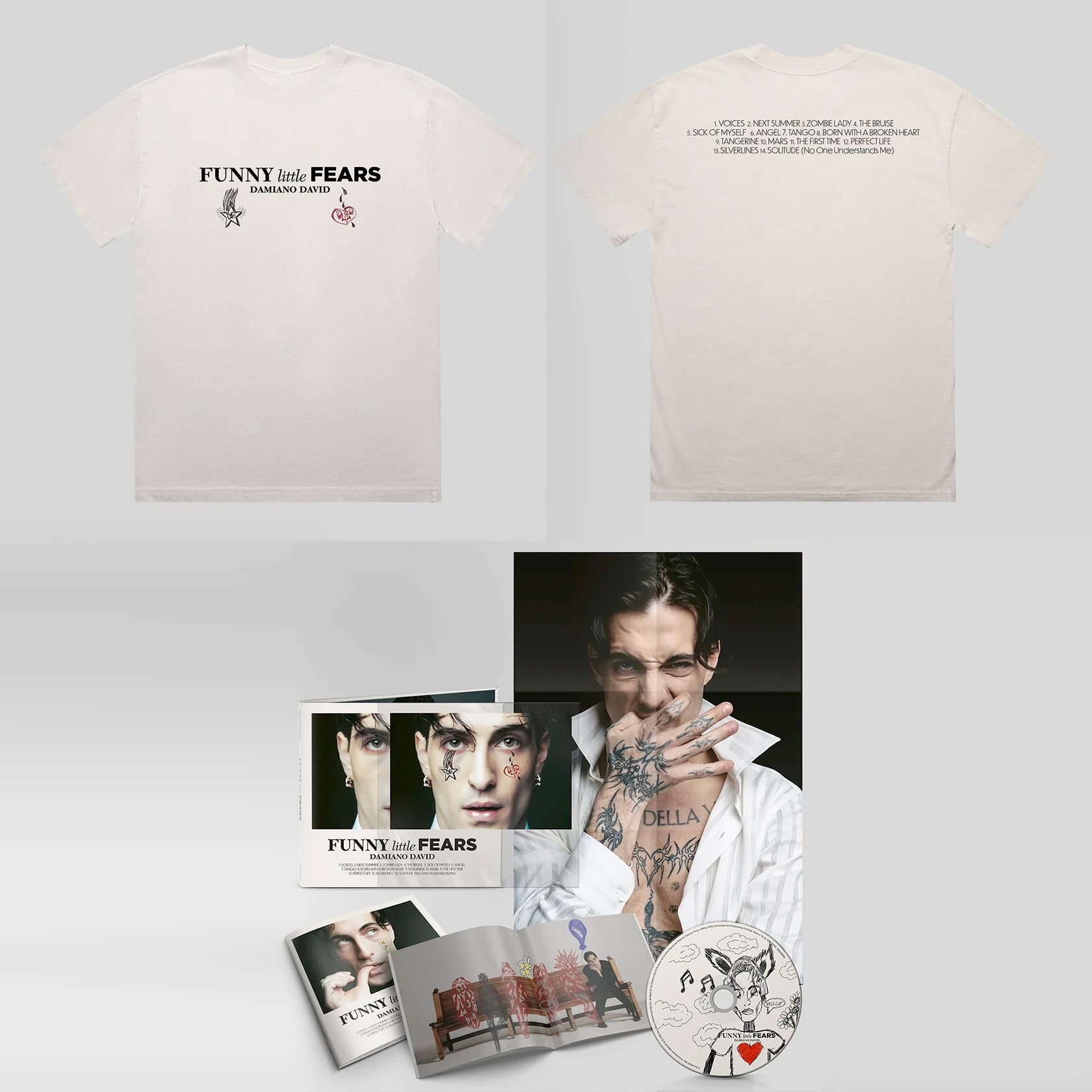 Damiano David - FUNNY little FEARS Bundle (CD + T-Shirt) – Sony Damiano David - FUNNY little FEARS Bundle (CD + T-Shirt) – Sony