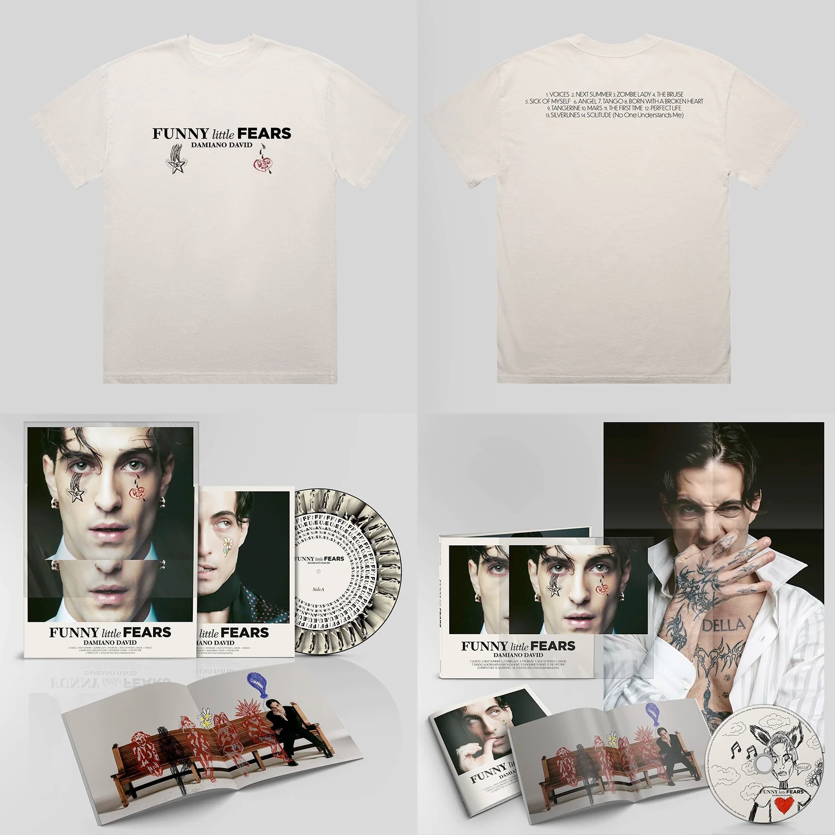 Damiano David FUNNY little FEARS Tシャツ Damiano David - FUNNY little FEARS Bundle (Vinyl + CD + T-Shirt