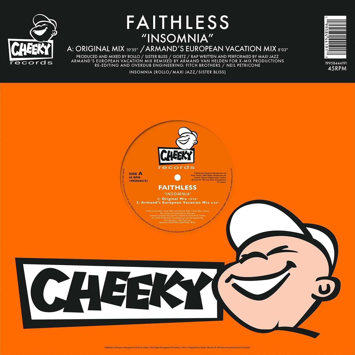 CHEEKY レコード　FAITHLESS Faithless - Insomnia (30th Anniversary) (Orange Vinyl) – Sony