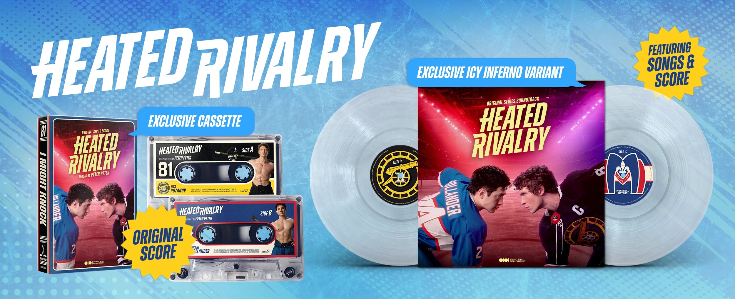 HEATED RIVALRY - EXCLUSIVE CASSETTE - EXCLUSIVE ICY INFERNO VARIANT VINYL - PRE-ORDER NOW